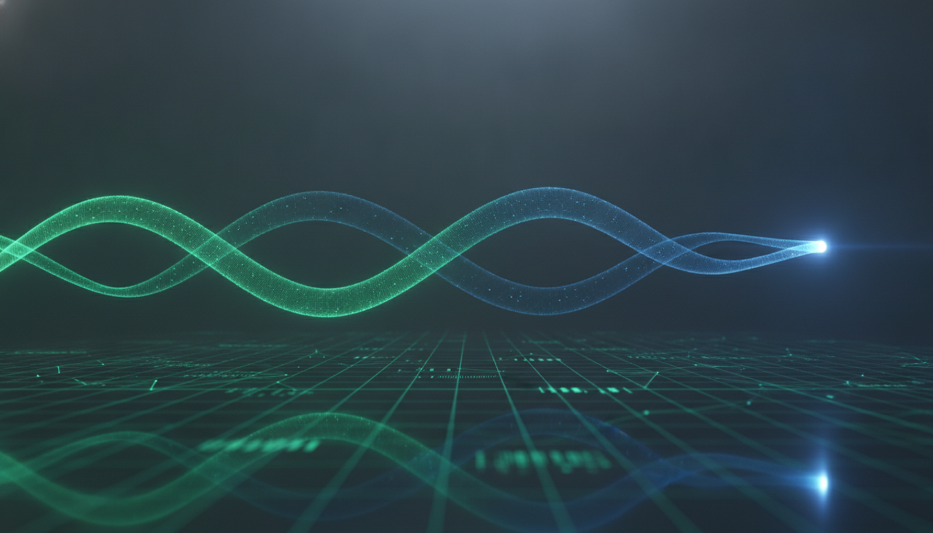Crypto and stock-market trend lines converging on a digital grid