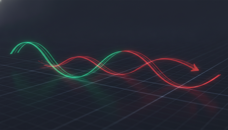 Illustration of crypto and stock trend lines showing their shifting correlation